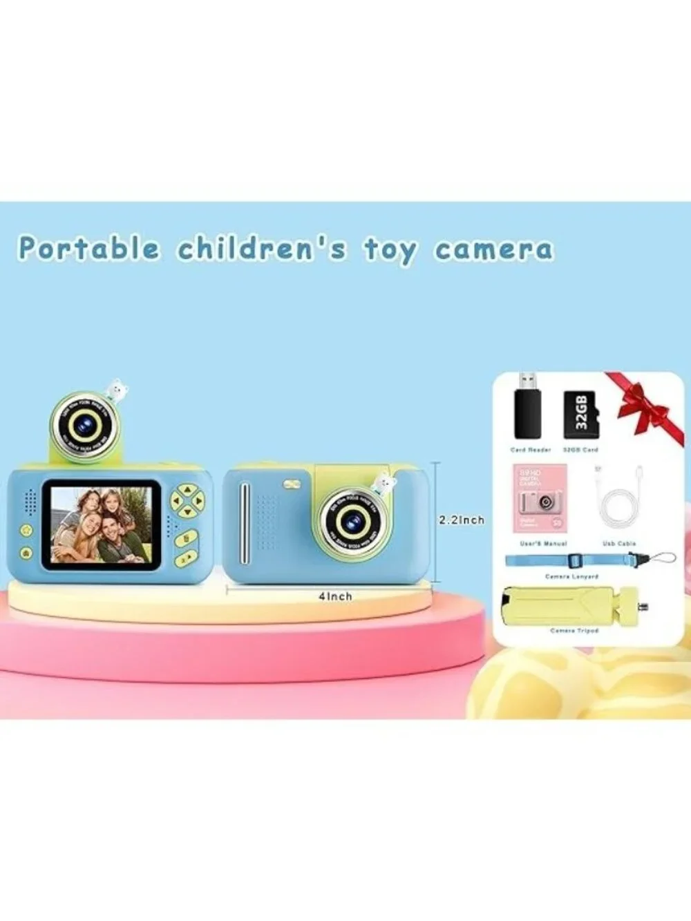 Kids Digital Camera Autofocus 1080P Vlogging Camera with 32GB SD & Tripod Stand